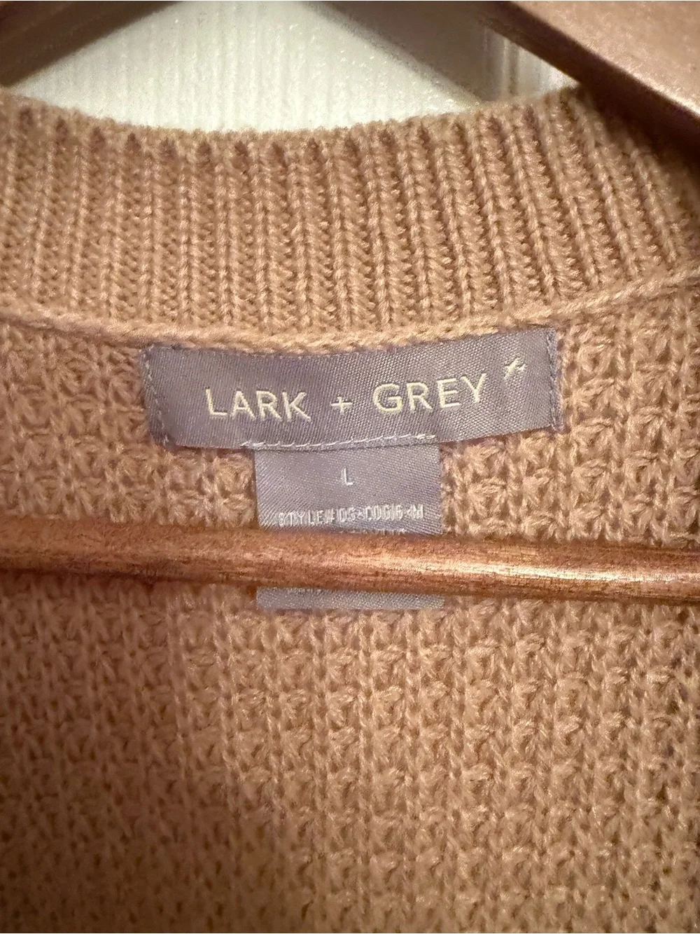 Lark & Grey Camel beige woven Knit Cardigan large $68 Anthropologie